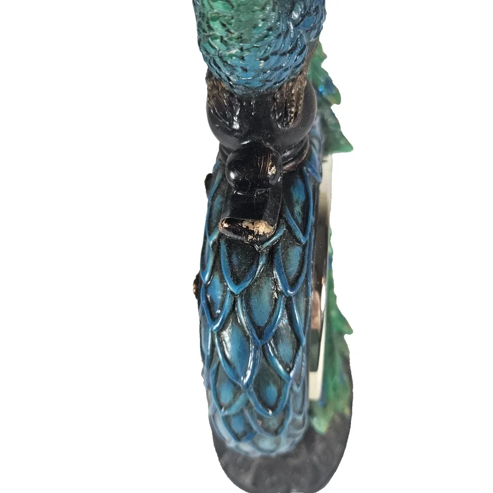 Cracker Barrel Peacock Table Clock Jeweled Resin Figurine Tested Works Ornate